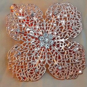 Rose gold floral and stone accent hair clip